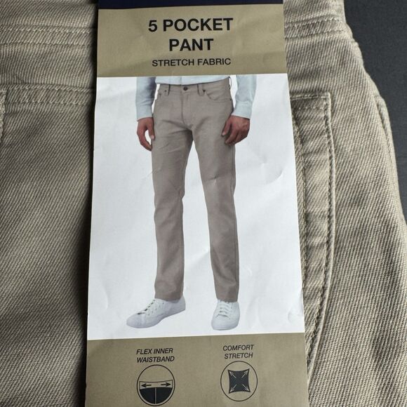 Jachs New York 30X32 Pants Tan Straight Fit 5 Pocket Flex Waistband Chino New - Picture 4 of 9